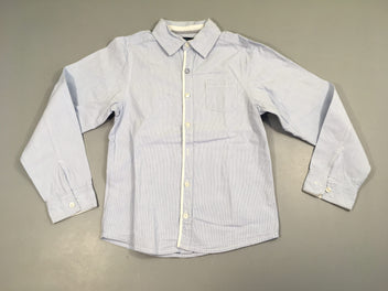Chemise m.l blanche lignée bleu, légèrement bouloché