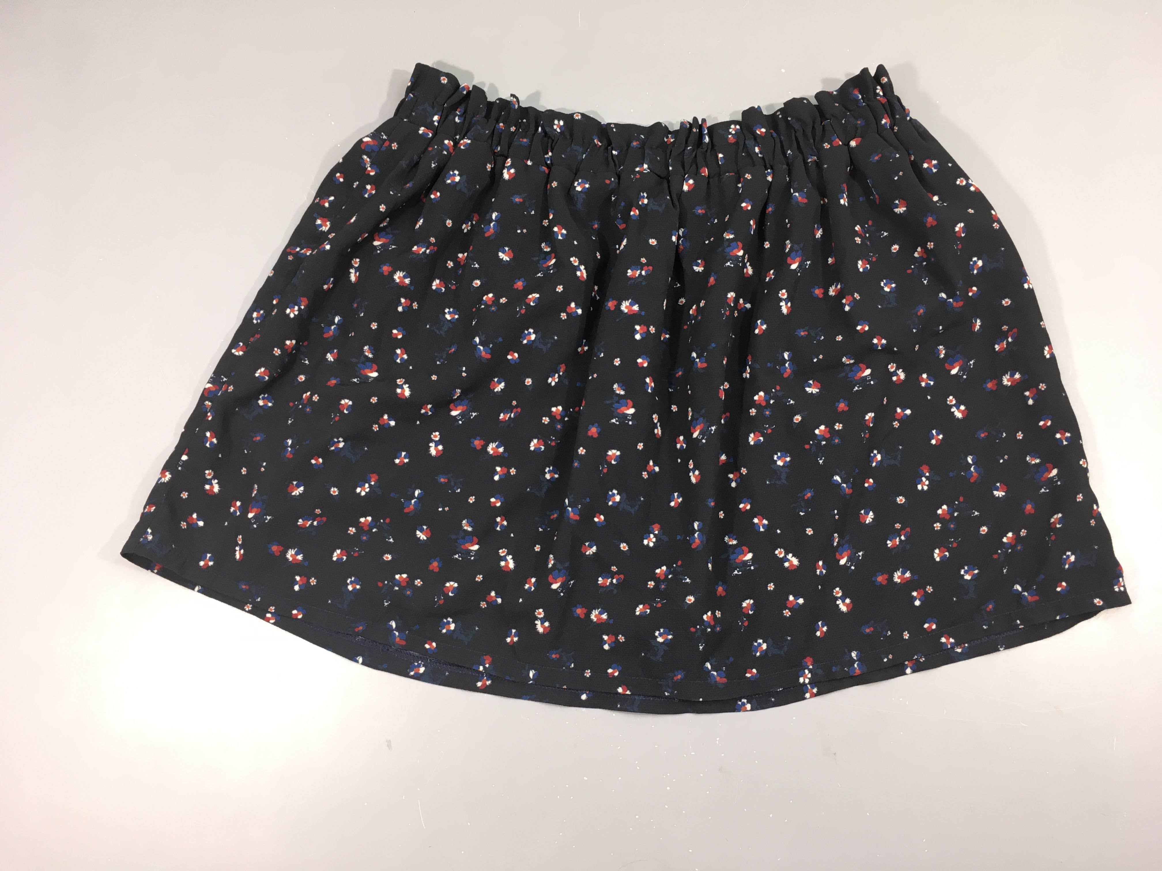 Jupe voile bleu marine fleurs