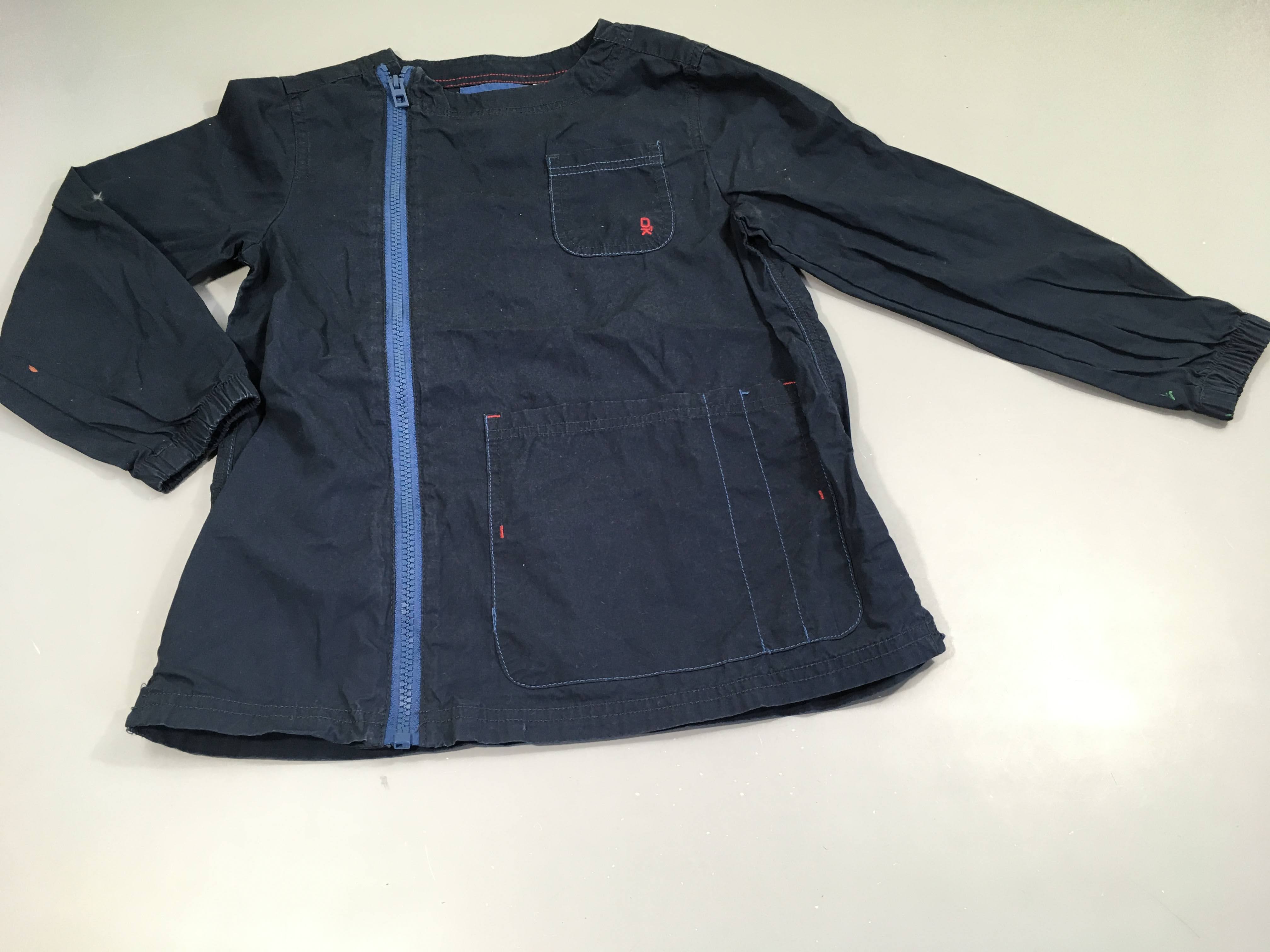 Chemise ml tablier zippé bleu marine