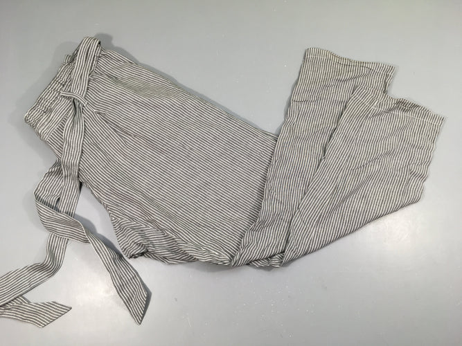 Pantalon coton gris rayé blanc, moins cher chez Petit Kiwi