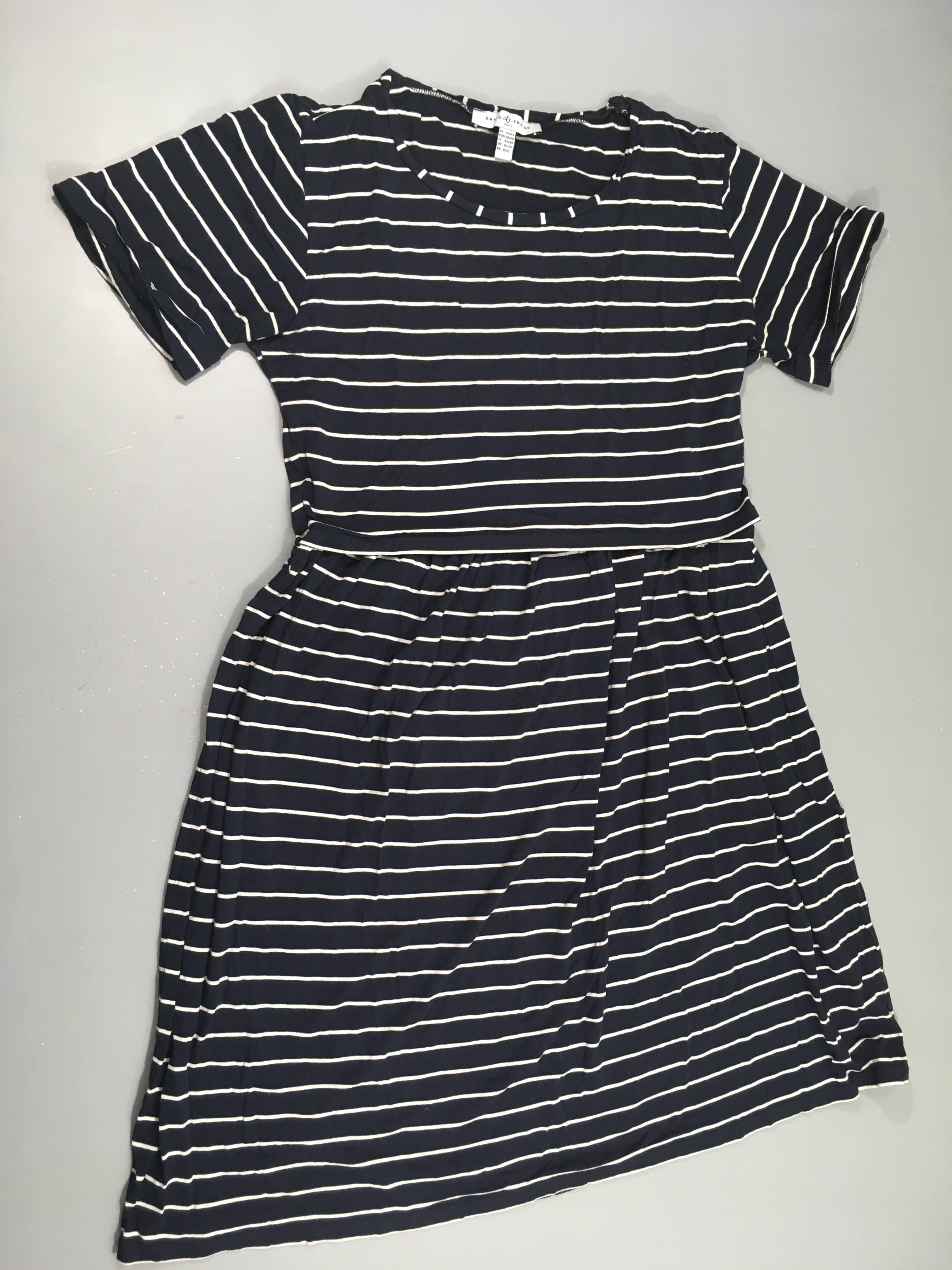 Robe m.c d'allaitement bleu marine rayé blanc