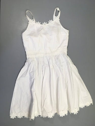 Robe fines bretelles blanche dentelle, fleurs, moins cher chez Petit Kiwi