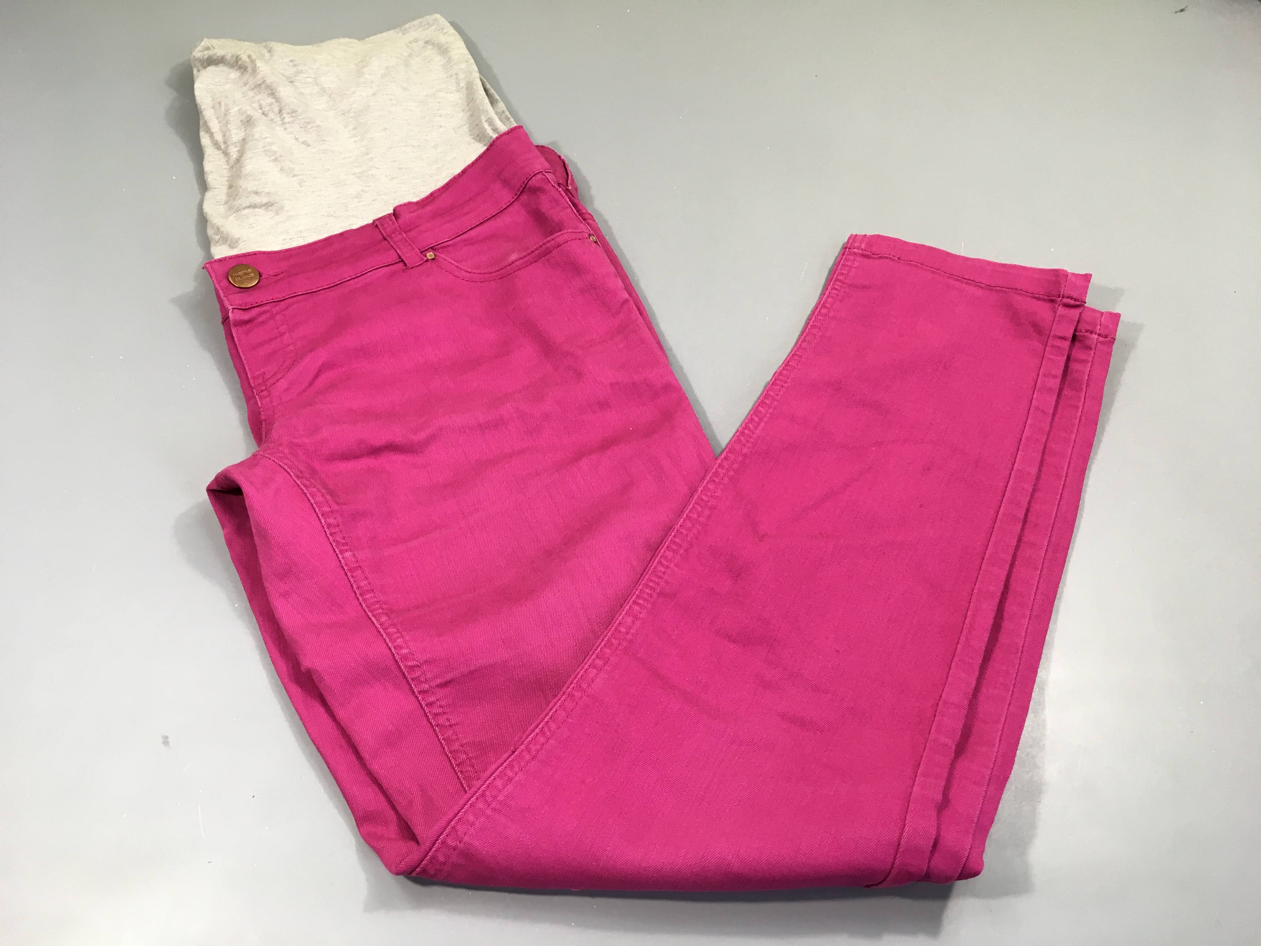 Pantalon de grossesse rose, taille élastique gris flammé Pas de taille indiquée, estimée 40