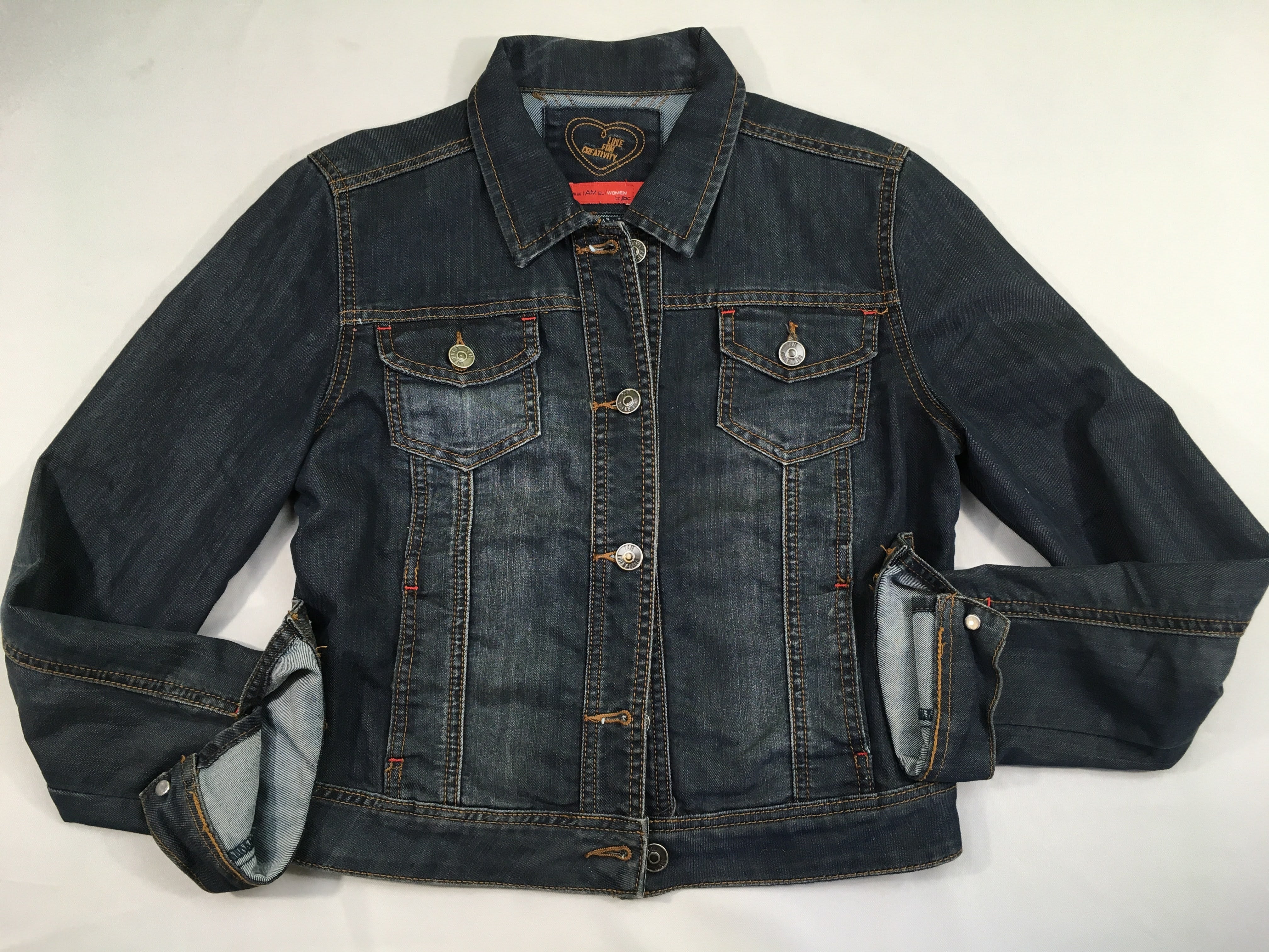 Veste en jean foncée effet délavé 40