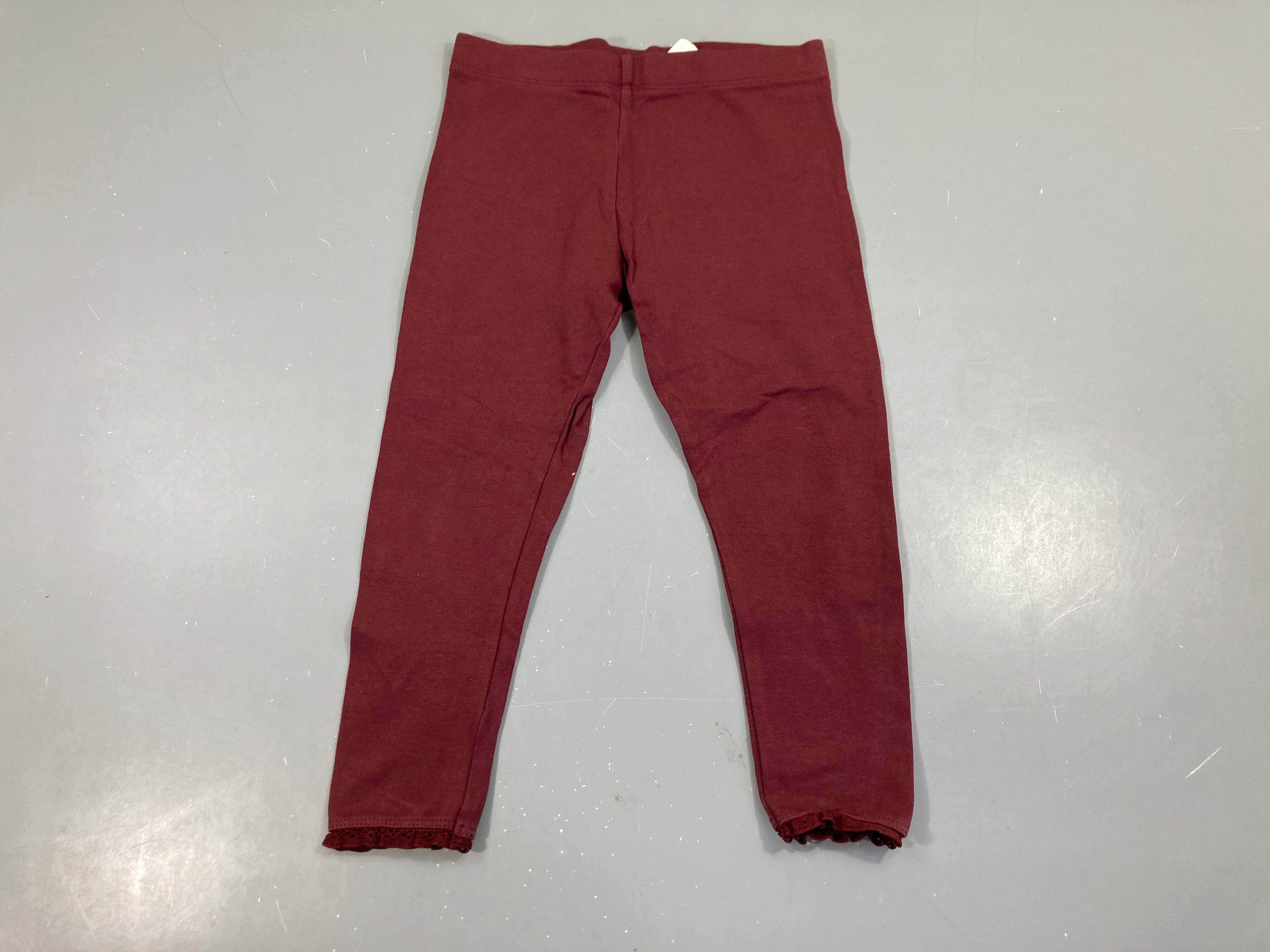 Legging bordeaux bas dentelles
