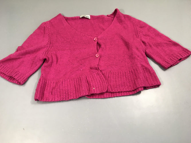 Gilet court  de grossesse rose,Maïka, un peu bouloché, à relaver petite tache sur le dessous, moins cher chez Petit Kiwi