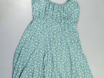 Robe jersey léger vert fleurie (pas d'étiquette taille estimée)