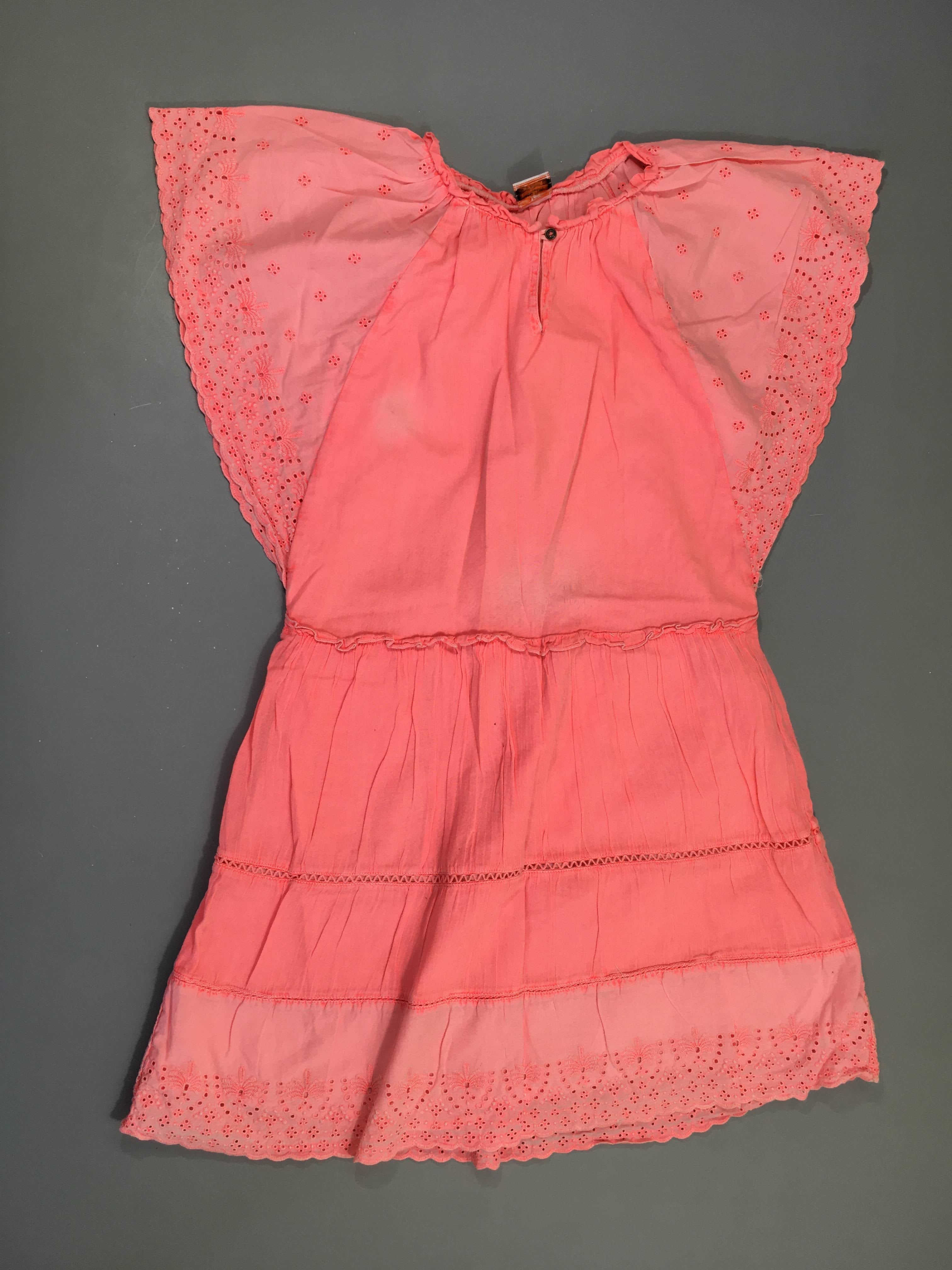 Robe m.c rose néon effet délavé dentelle