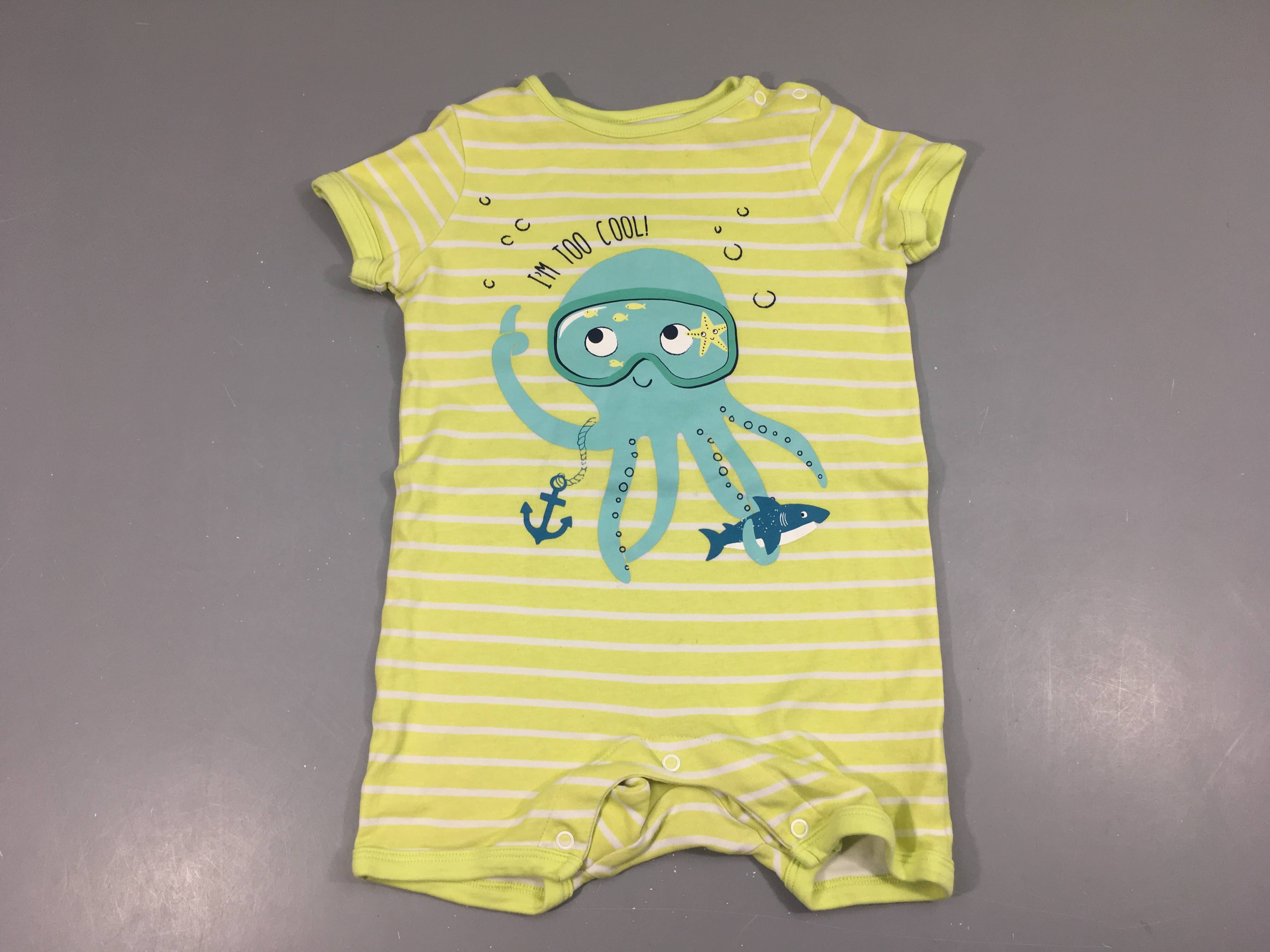 Combishort jersey jaune rayé blanc pieuvre