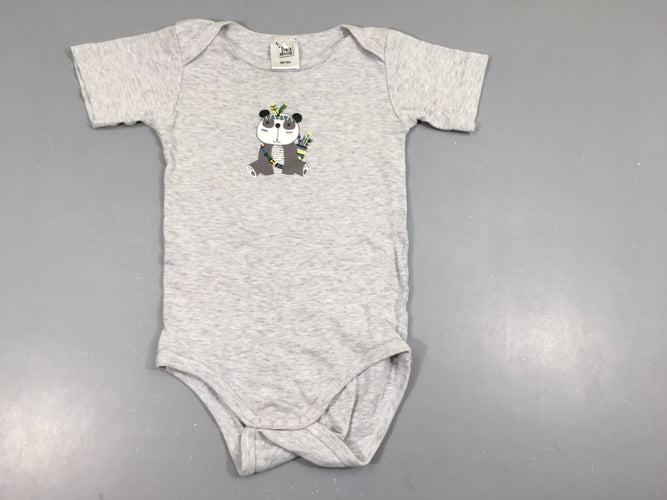 Body m.c gris chiné panda en indien, moins cher chez Petit Kiwi