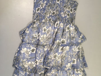 Robe s.mockée bretelles voile bleue ligné fleurie
