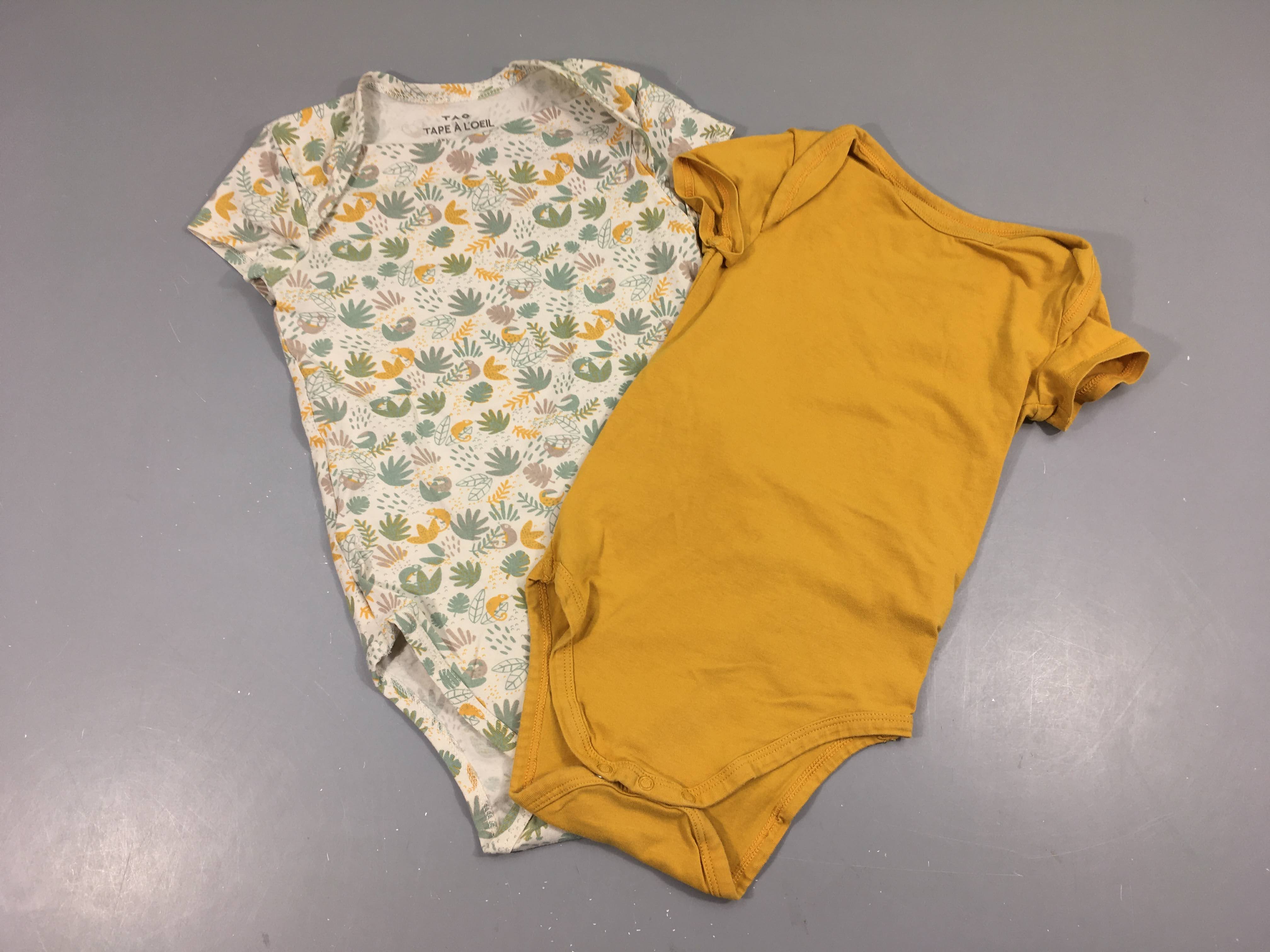 2 Bodies m.c orange/blanc fleurs