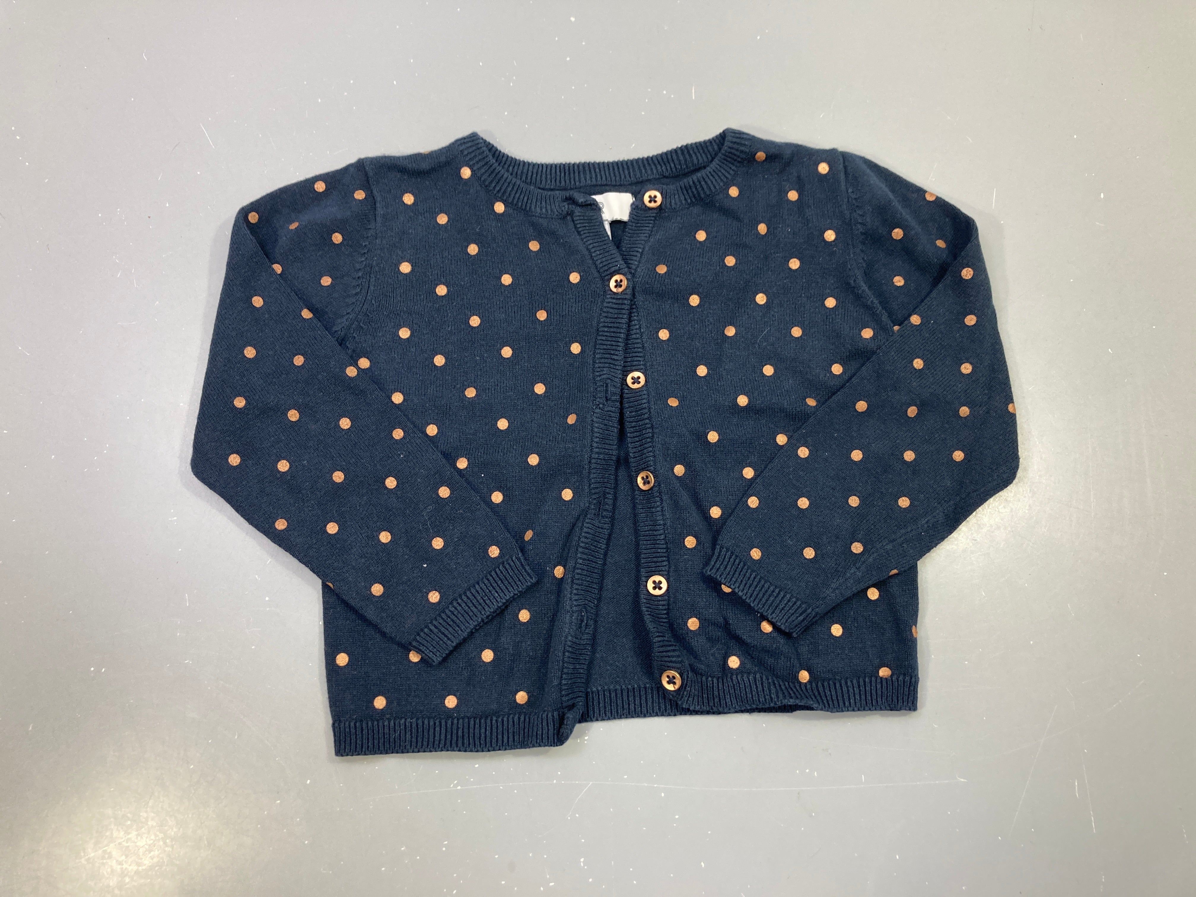 Gilet bleu marine à pois cuivrés