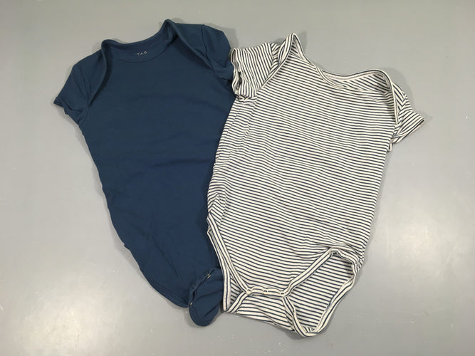 2 Bodies m.c bleu rayé, moins cher chez Petit Kiwi