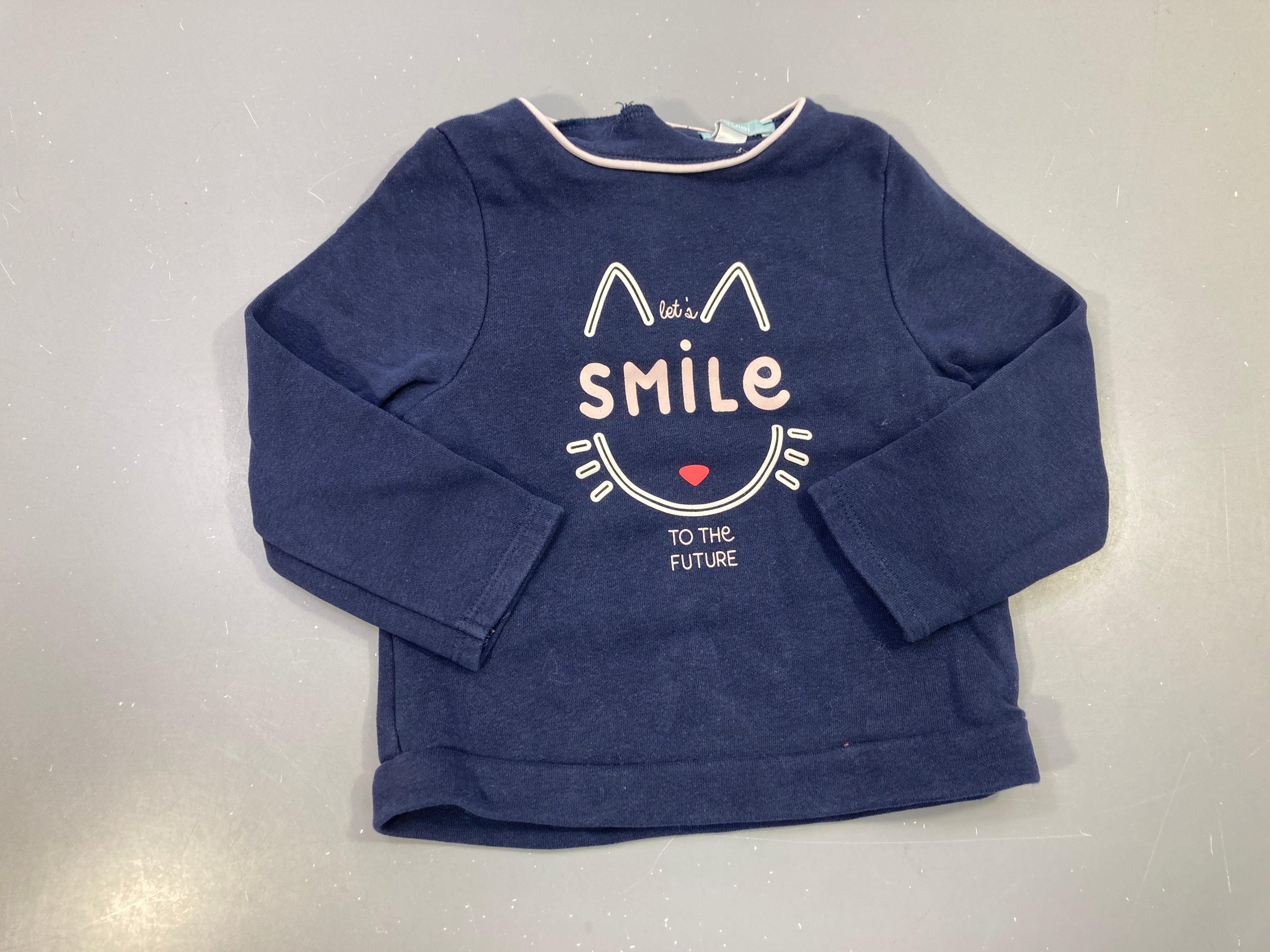 Sweat bleu marine imprimé chat s.mile