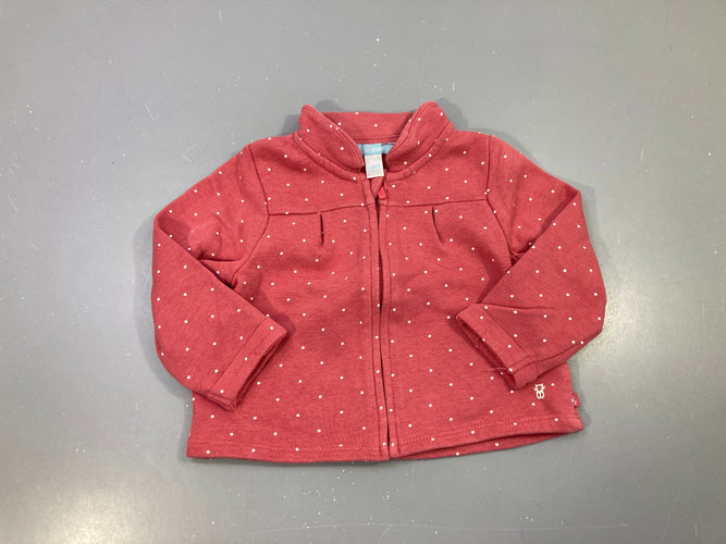 Gilet zippé terracotta à pois blancs, moins cher chez Petit Kiwi