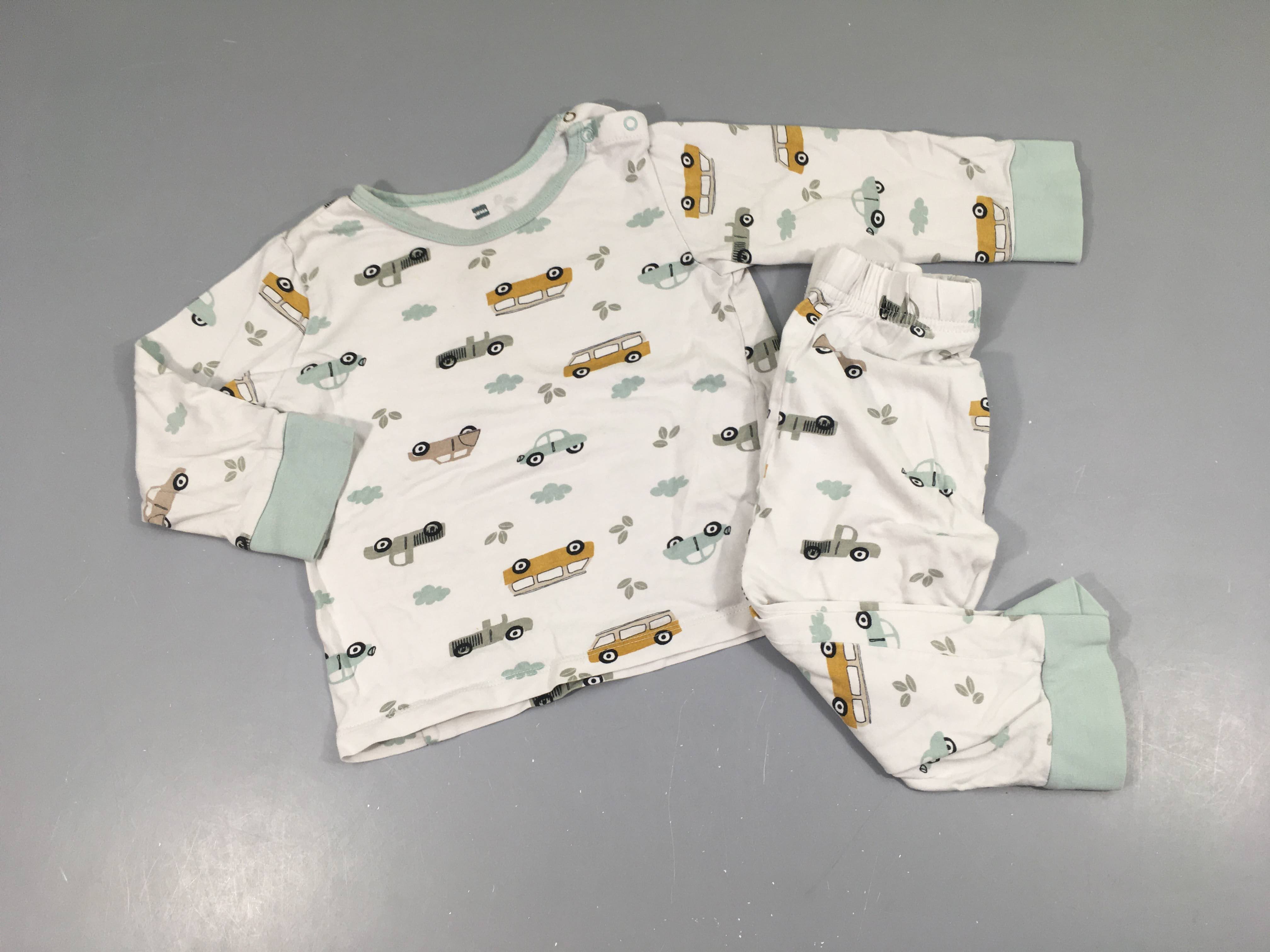 Pyjama 2pcs jersey blanc autos