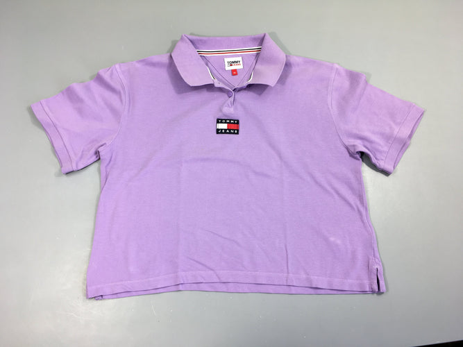 Polo m.c court mauve Tommy jeans, petite tache à l'avant, moins cher chez Petit Kiwi