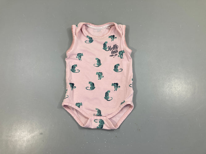 Body s.m rose félins hello, moins cher chez Petit Kiwi