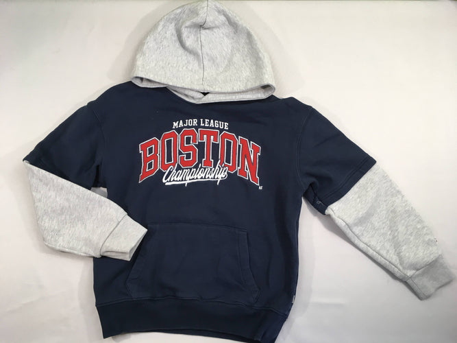 Sweat à capuche bleu foncé Boston, moins cher chez Petit Kiwi