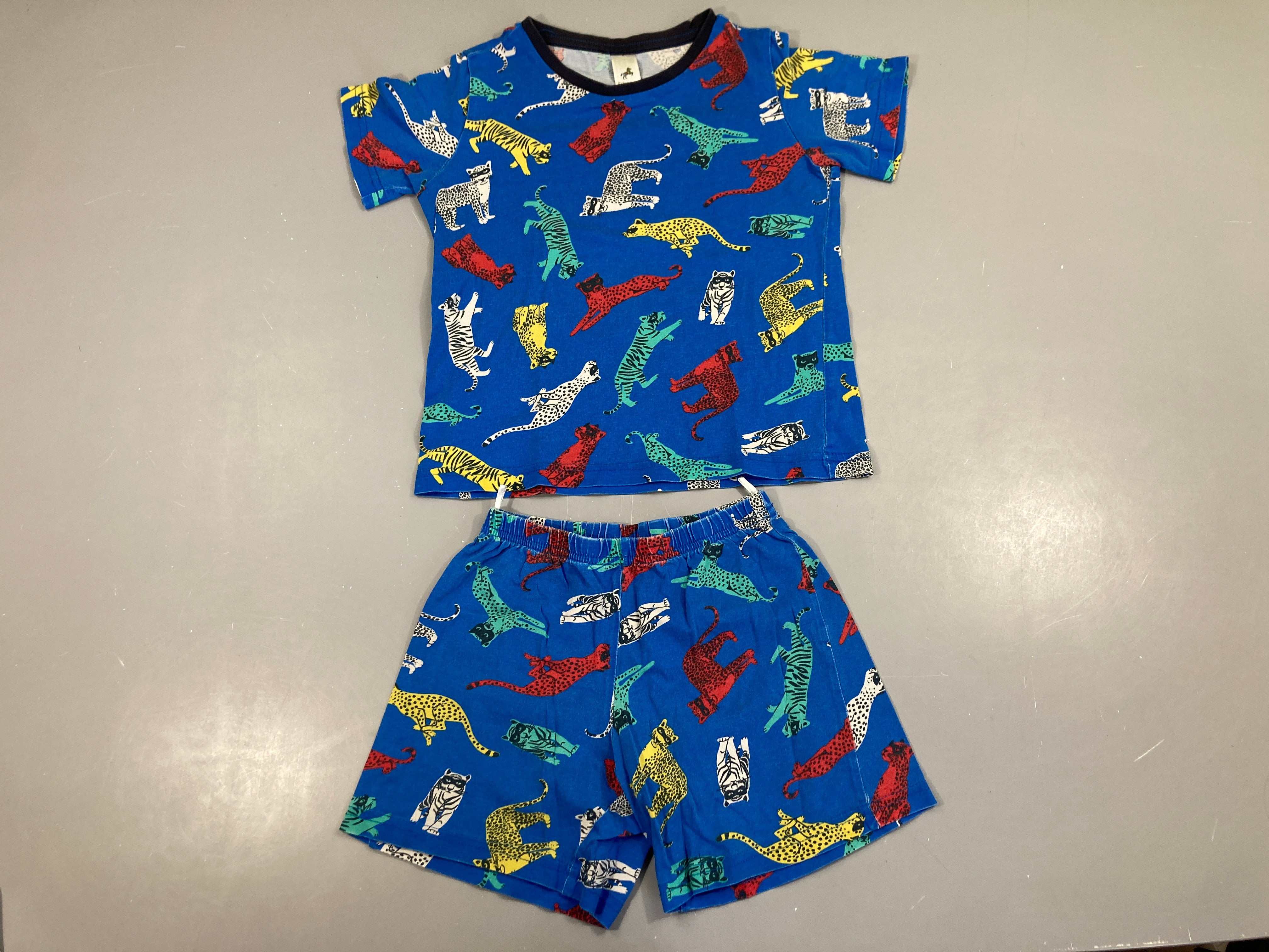Pyjashort 2pcs jersey bleu félins