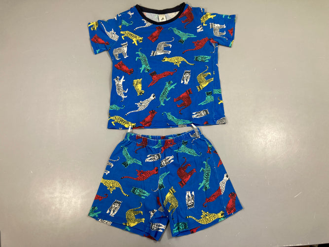 Pyjashort 2pcs jersey bleu félins, moins cher chez Petit Kiwi
