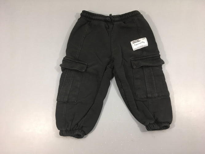 Pantalon molleton noir cargo, moins cher chez Petit Kiwi