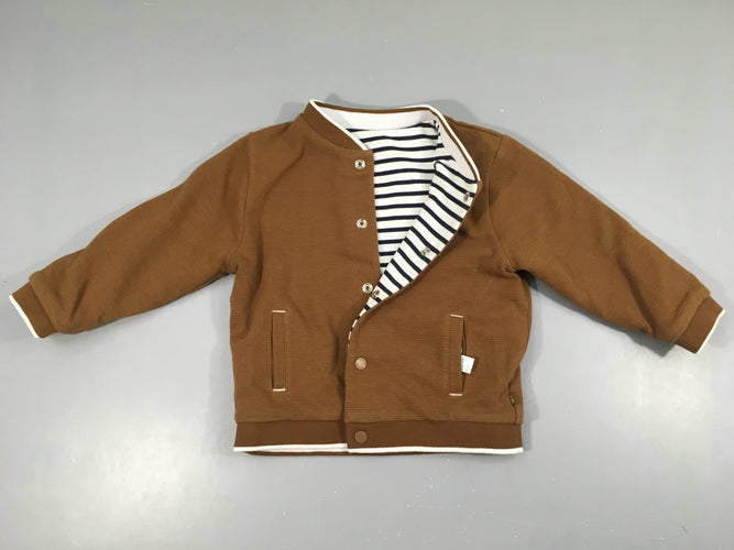 Sweat réversible à pressions texturé brun, moins cher chez Petit Kiwi