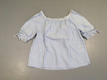 Blouse m.c bleu ligné blanc