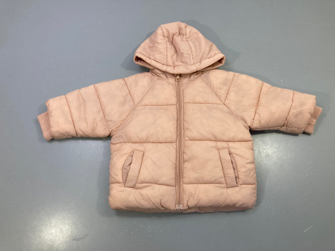Doudoune à capuche rose poudré, moins cher chez Petit Kiwi