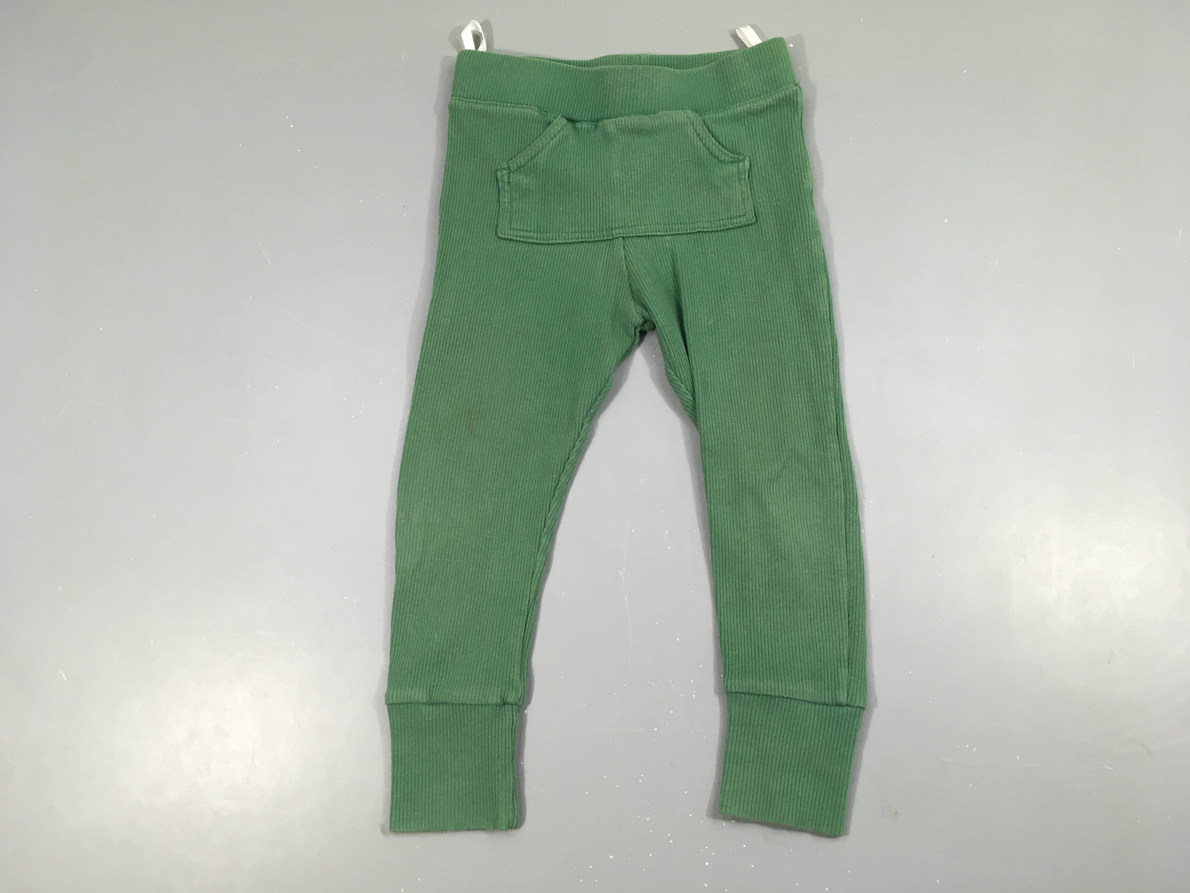 Legging côtes vert poche avant