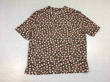 T-shirt m.c noir fleuri côtelé pimkie