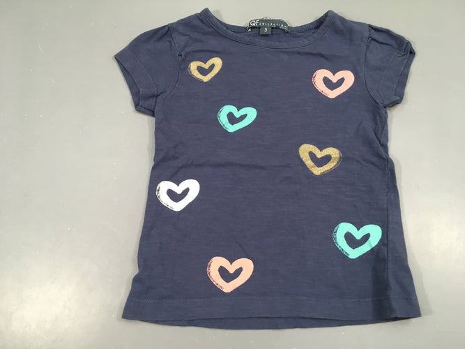 T-shirt m.c bleu marine flammé coeurs, moins cher chez Petit Kiwi