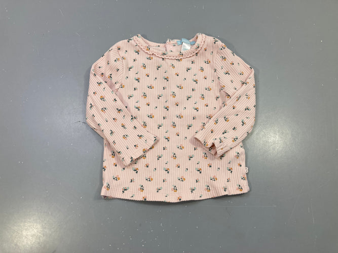 T-shirt m.l rose côtelé, fleurs, moins cher chez Petit Kiwi