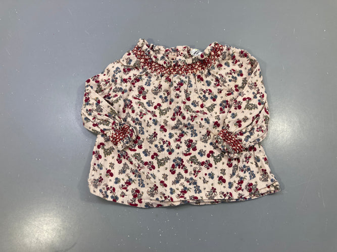 Blouse m.l écrue fleurie, s.mocks bordeaux, moins cher chez Petit Kiwi