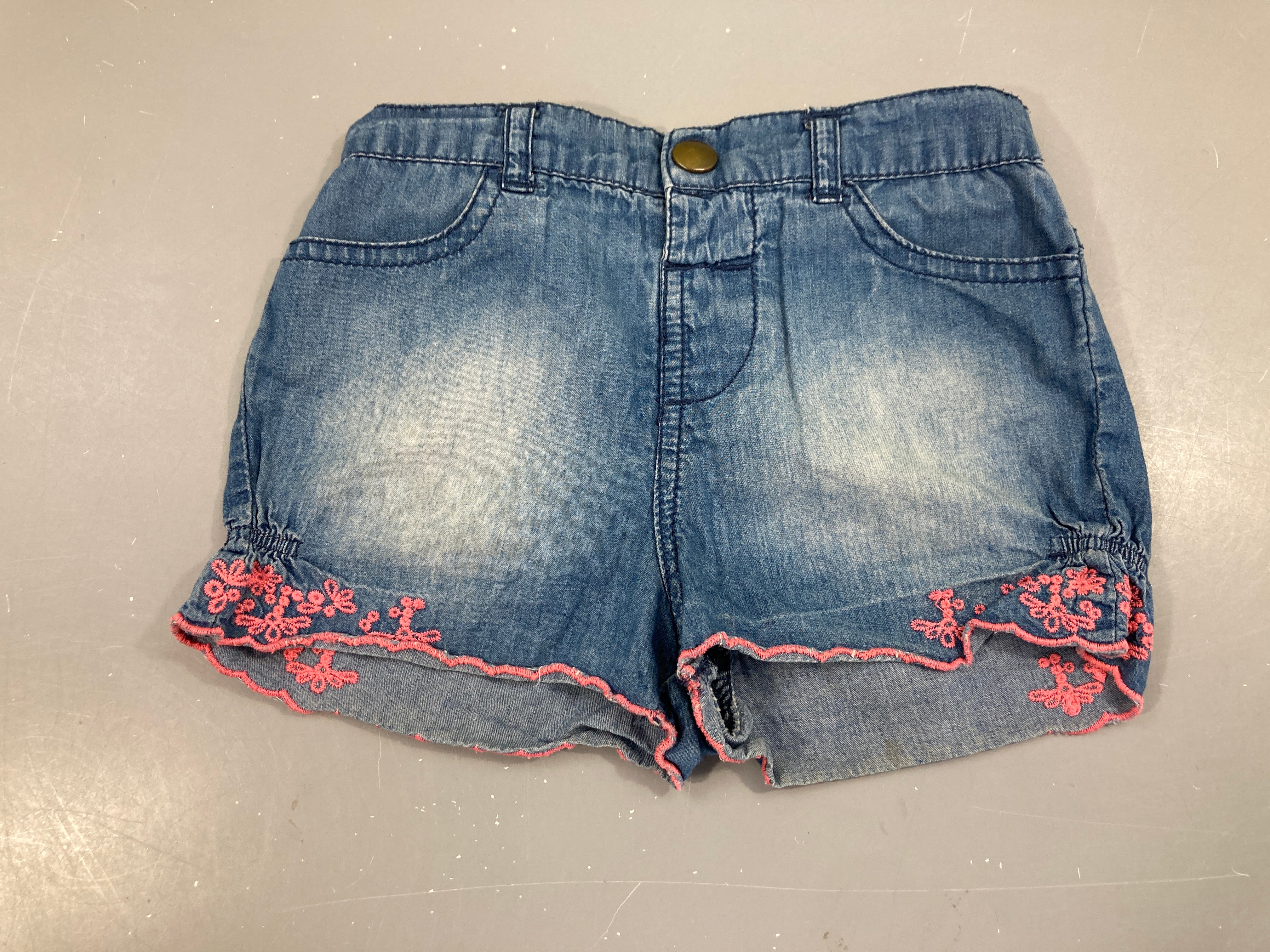 Short denim broderies