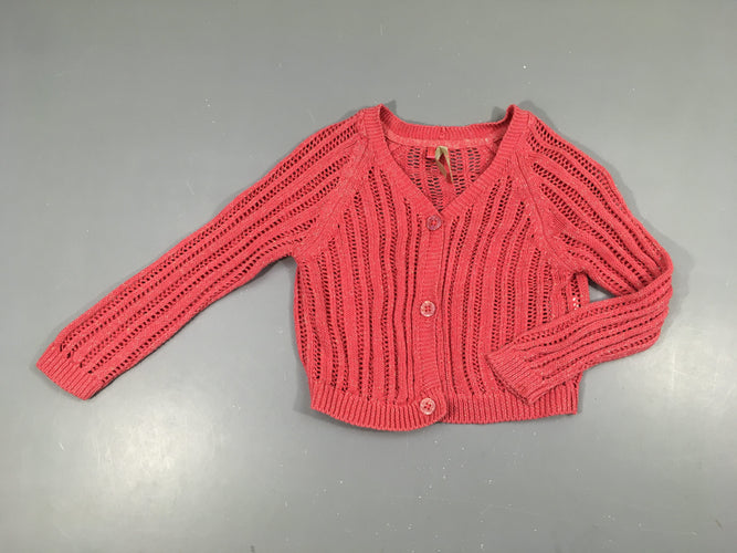 Gilet rose ajouré fil irisé, moins cher chez Petit Kiwi