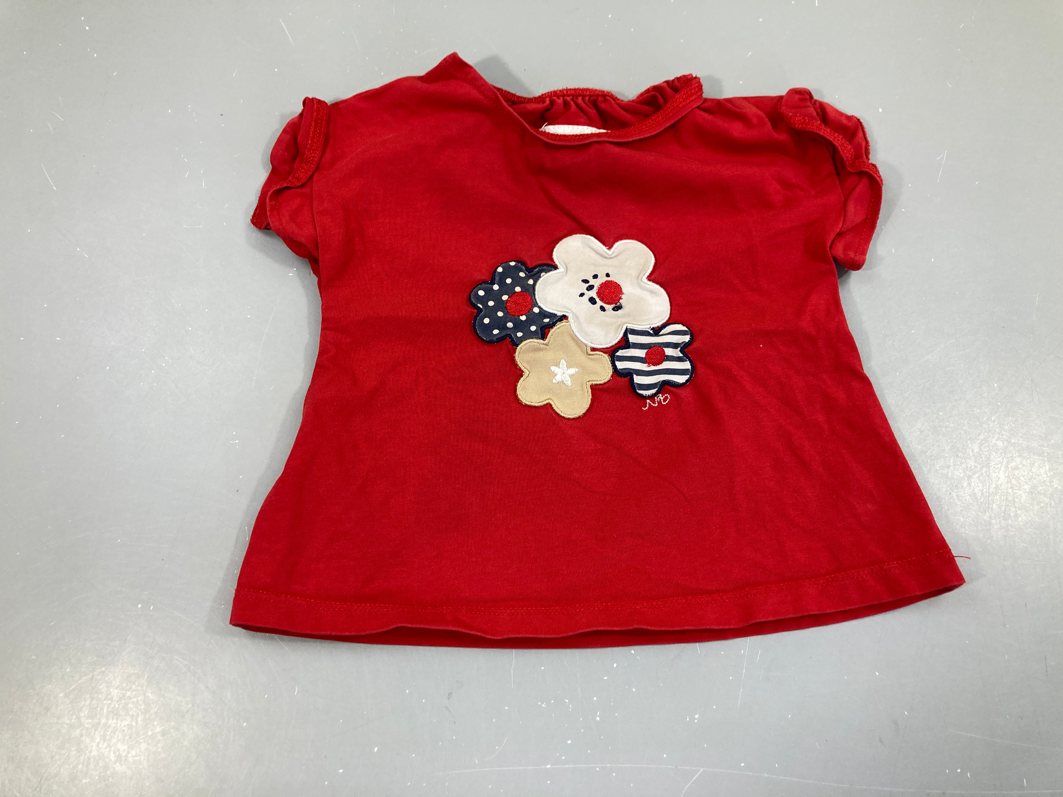 T-shirt m.c rouge fleurs