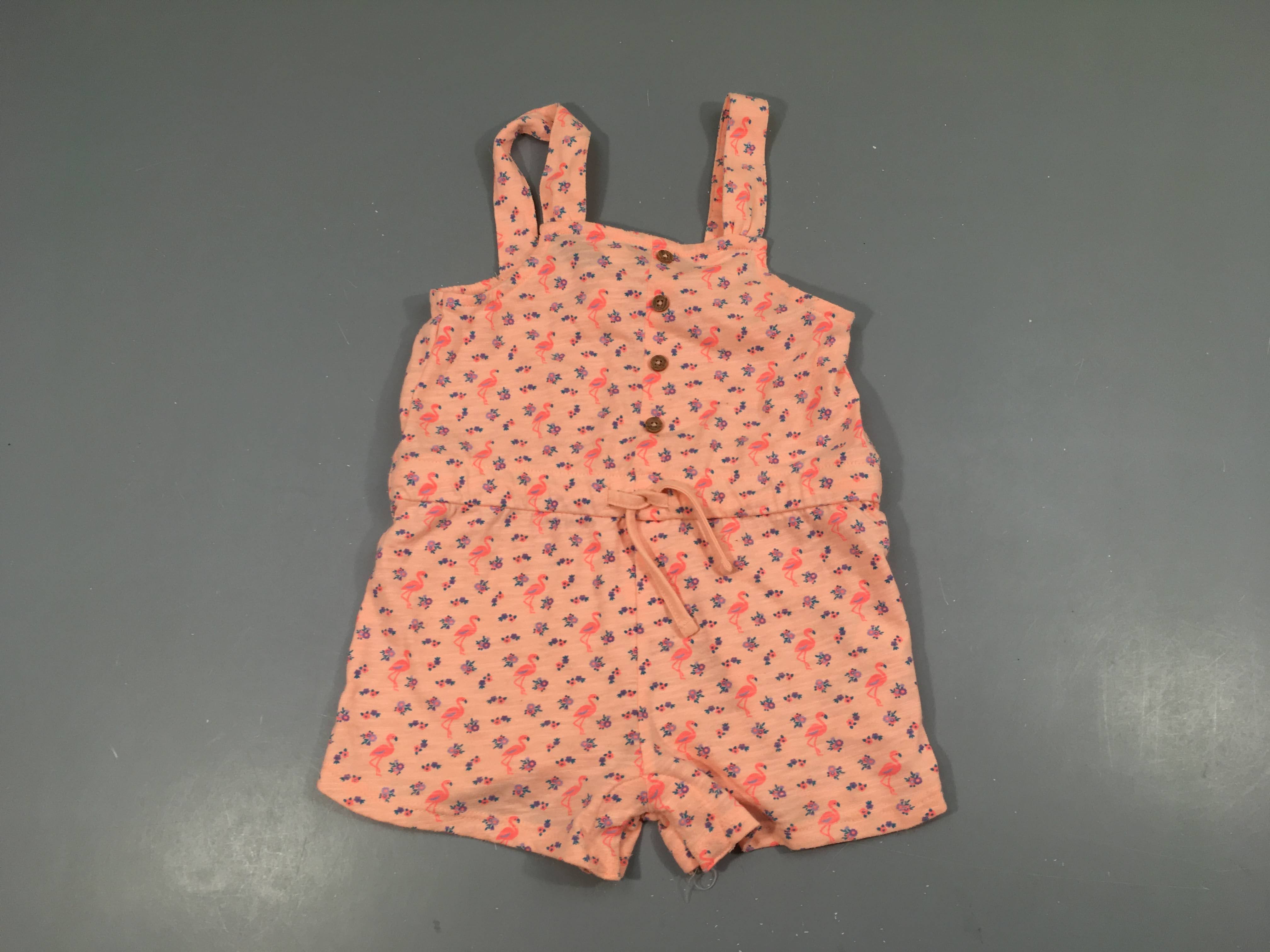 Combishort jersey saumon flammé flamants roses