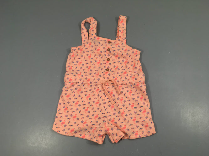 Combishort jersey saumon flammé flamants roses, moins cher chez Petit Kiwi