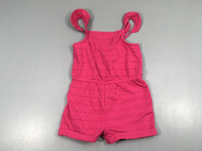 Combishort jersey fines bretelles rose vif ajouré à revers, moins cher chez Petit Kiwi