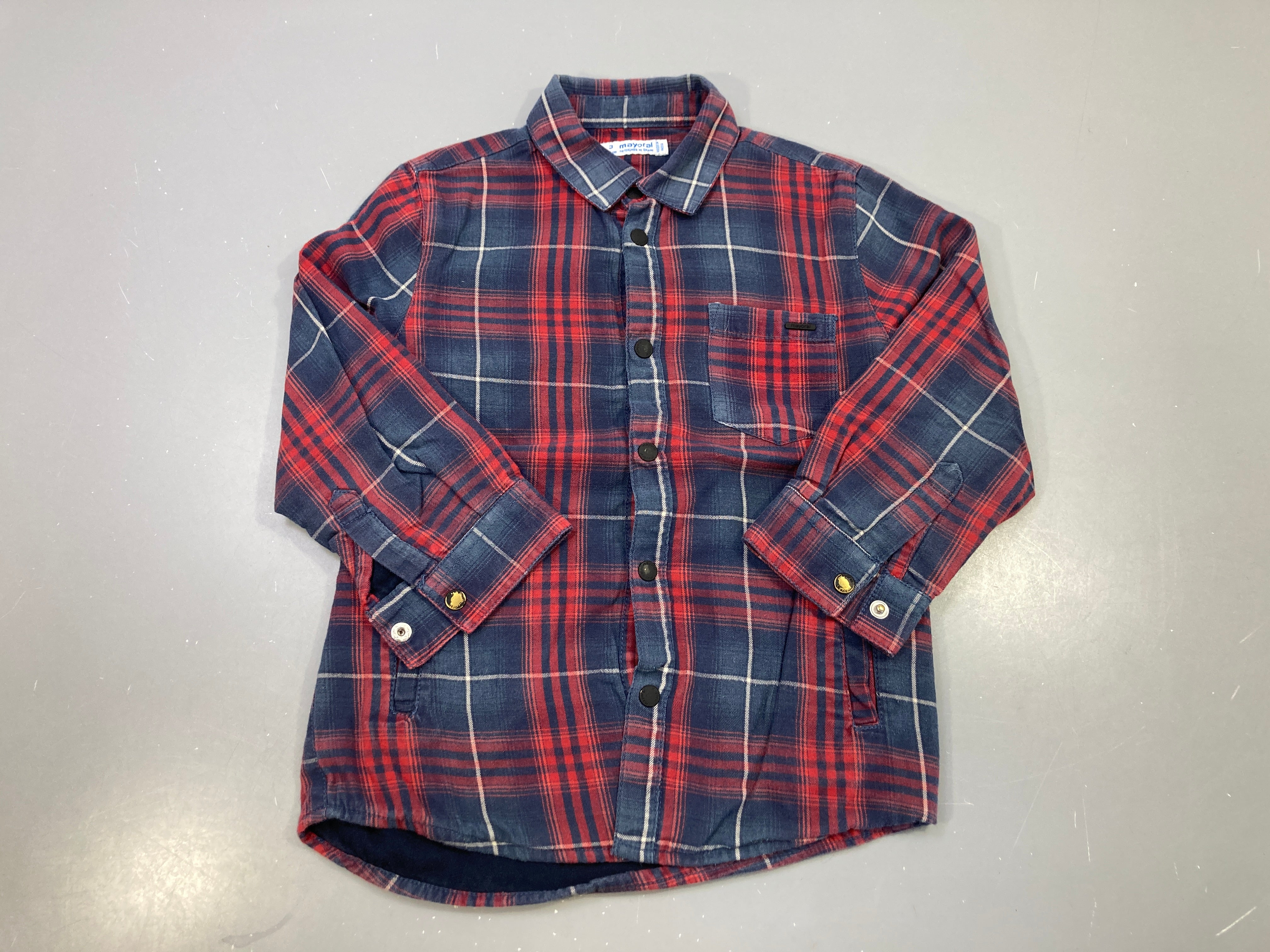 Chemise m.l carreaux bleu marine/rouge/blanc, Mayoral