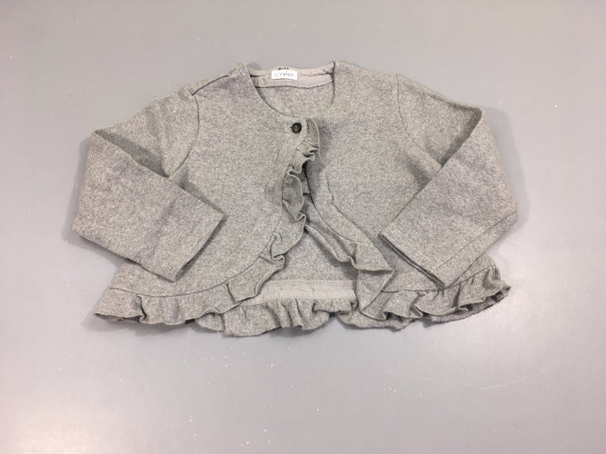 Gilet gris boulochés froufrous, moins cher chez Petit Kiwi