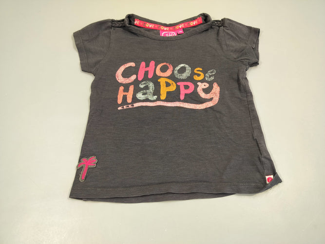 T-shirt m.c bleu marine flammé " choose happy" 96% coton 4% élasthanne, moins cher chez Petit Kiwi