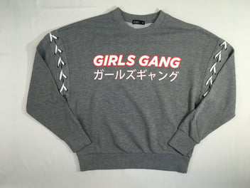 Sweat gris Girls Gang lacé épaules