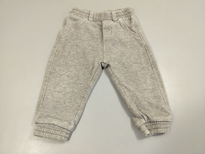 Pantalon training gris chiné  texturé taille et chevilles élastiques, moins cher chez Petit Kiwi