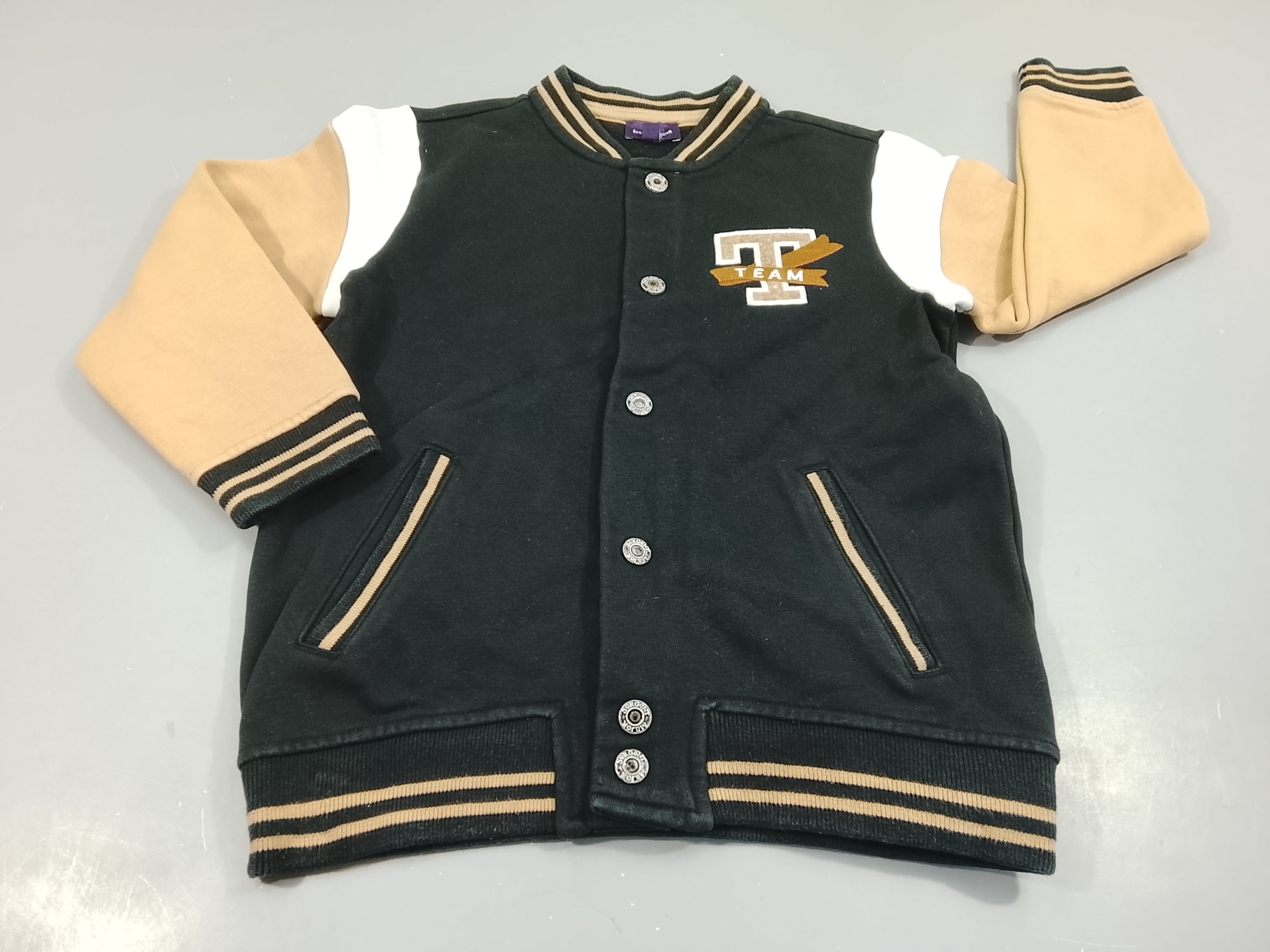 Sweat à pressions bleu marine, blanc, beige 