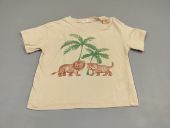 T-shirt m.c beige, lion et léopard