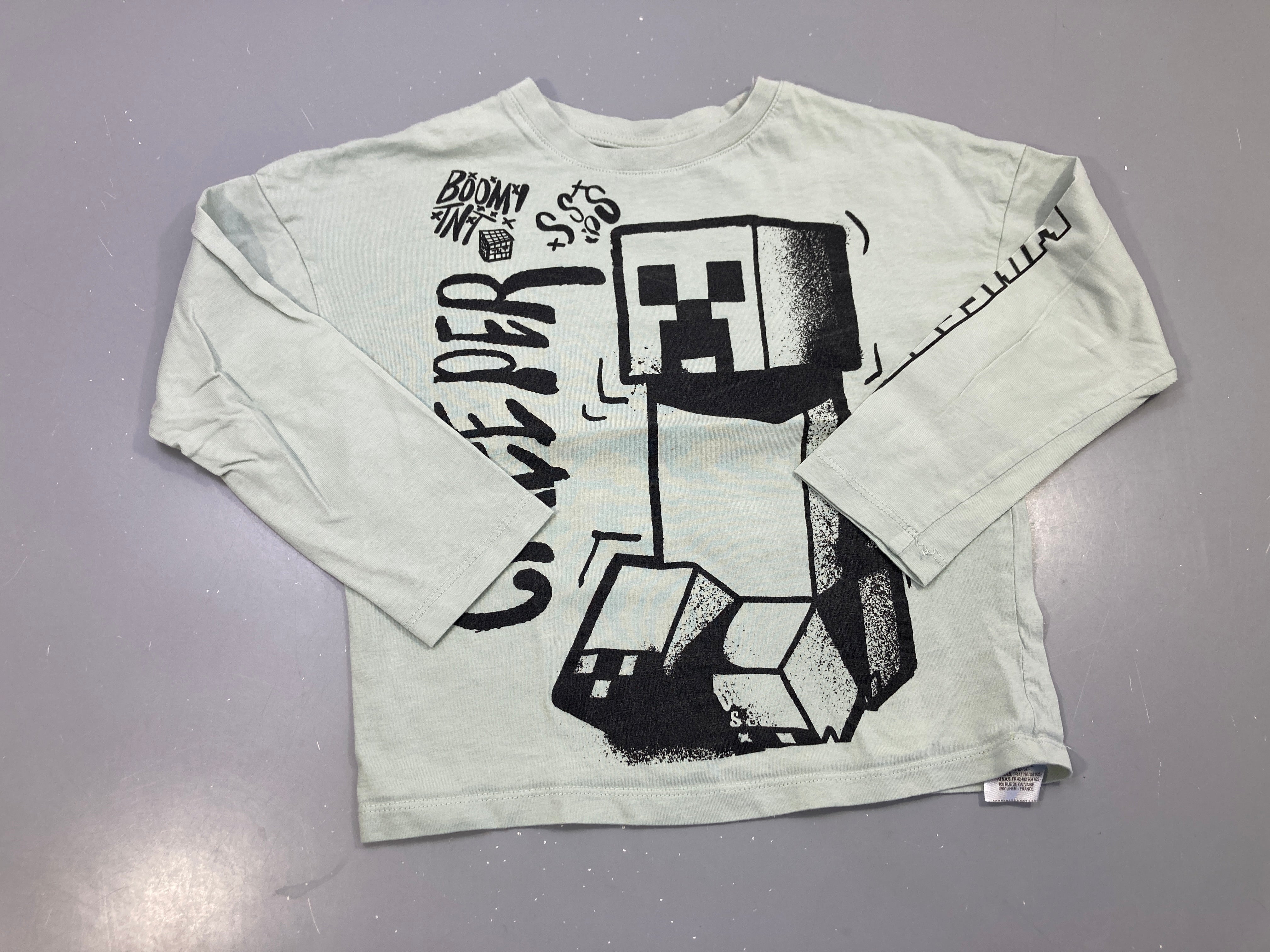 T-shirt m.l vert d'eau imprimé creeper Minecraft