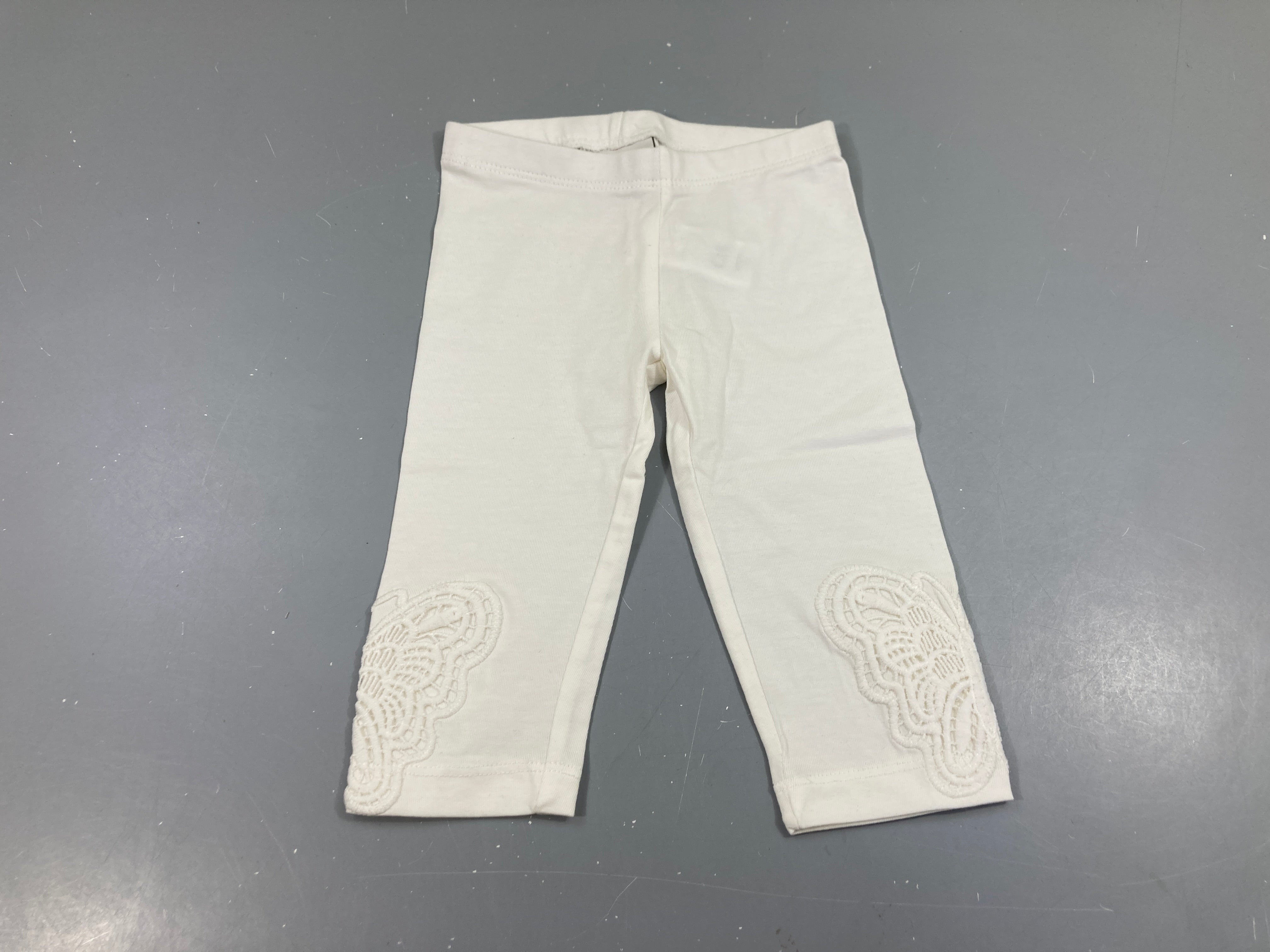 Legging 3/4 blanc cassé broderie bas